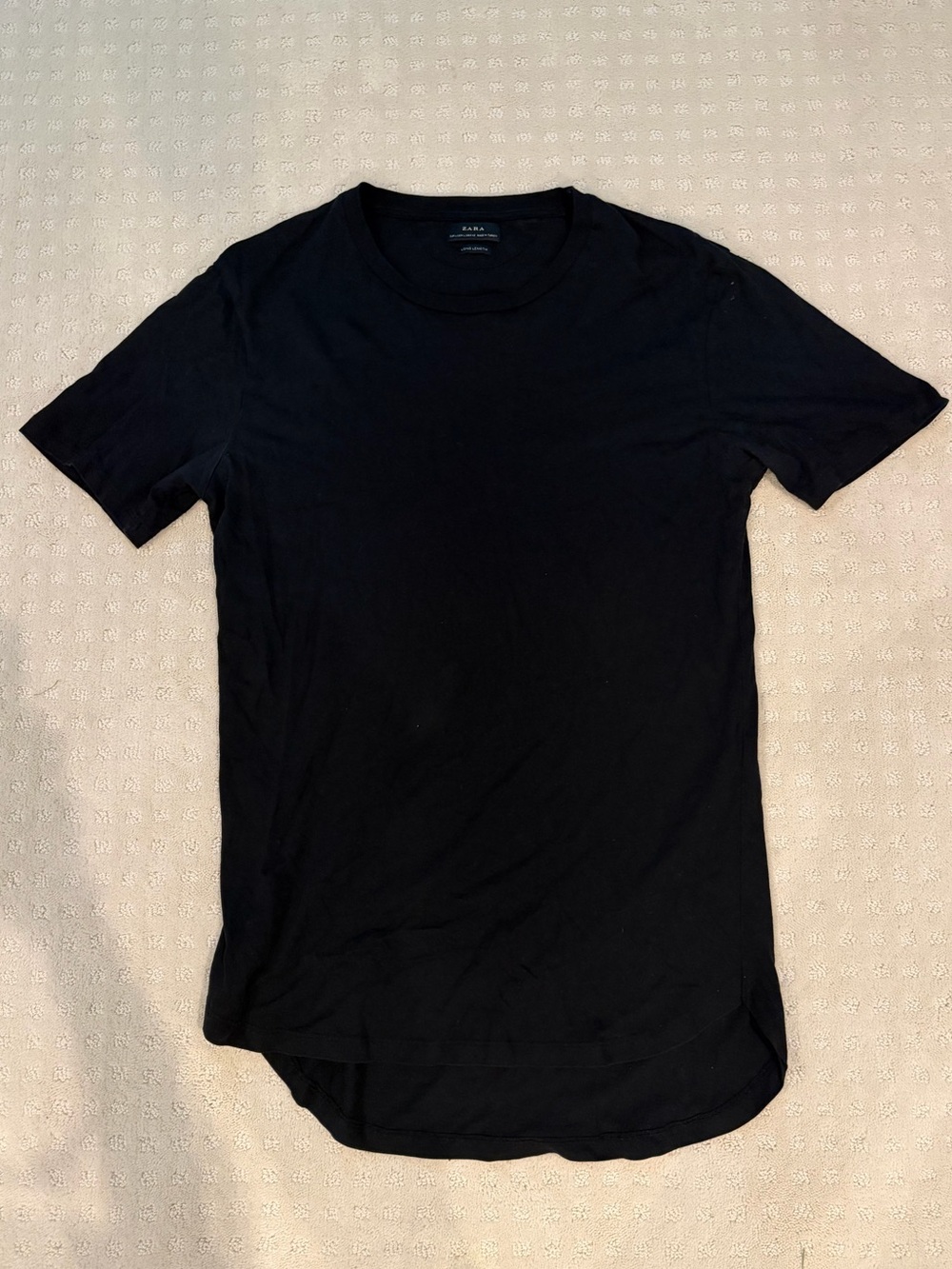 Zara Black Short-Sleeve Crew Neck Tee